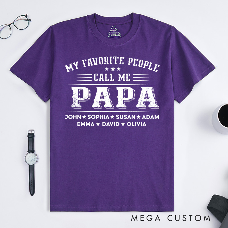 Personalized Grandpa Shirt Papa Shirt with Name Fathers Day Shirt Custom Name My Favorite People Call Me Grandkids Names Grandpa Shirt