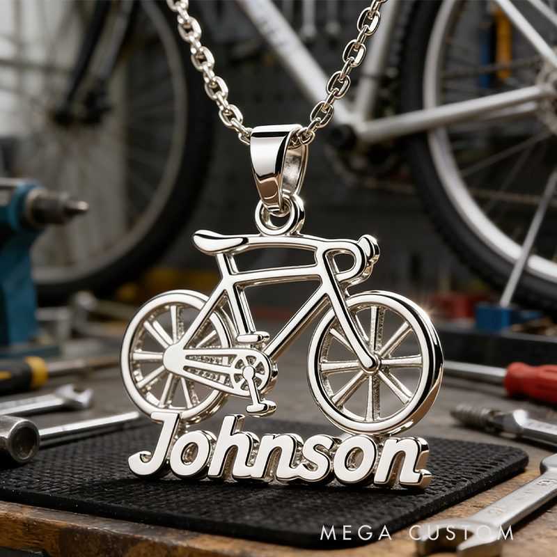 Personalized Bicycle Necklace the Perfect Gift for Biking Lovers
