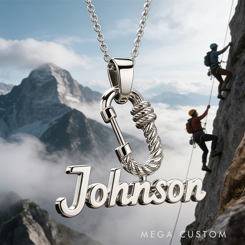 Personalized Climbing Carabiner Name Necklace the Perfect Gift for Mountaineering Lovers