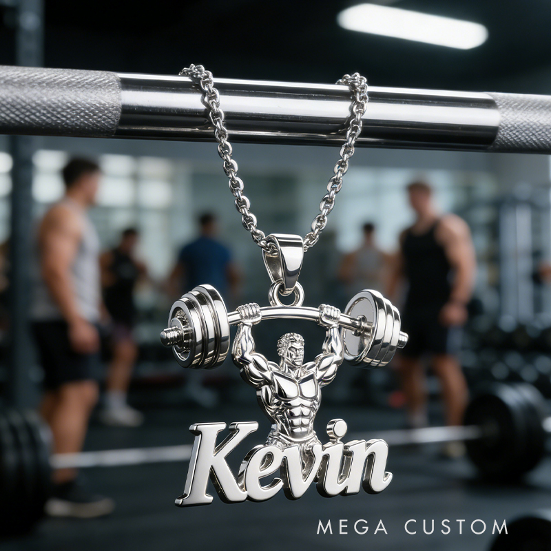 Personalized Weightlifting Name Necklace the Perfect Gift for Weightlifting Lovers