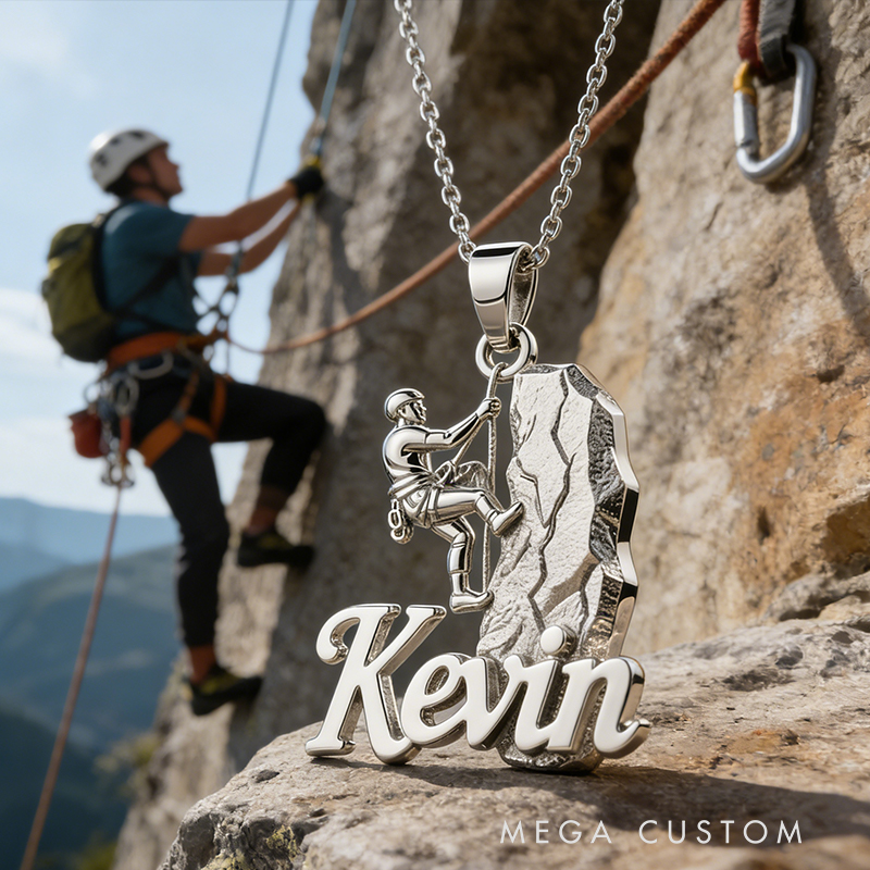 Personalized Rock Climbing Name Necklace the Perfect Gift for Climbing Lovers