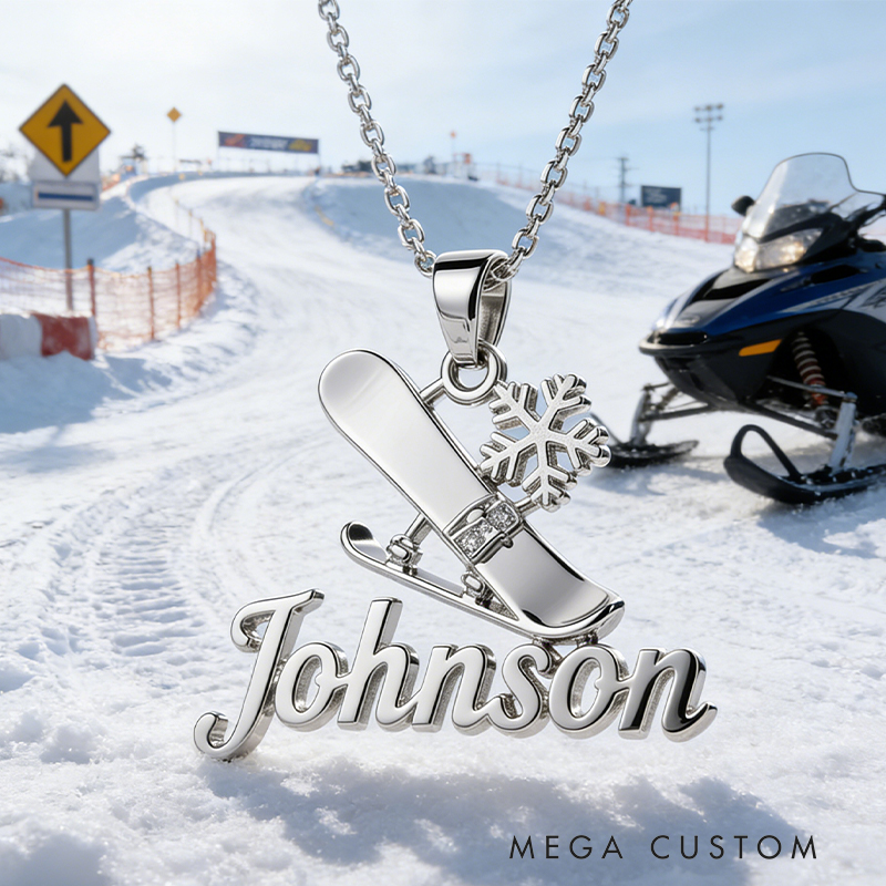 Personalized Ski Snowboard Name Necklace the Perfect Gift for Ski Lovers