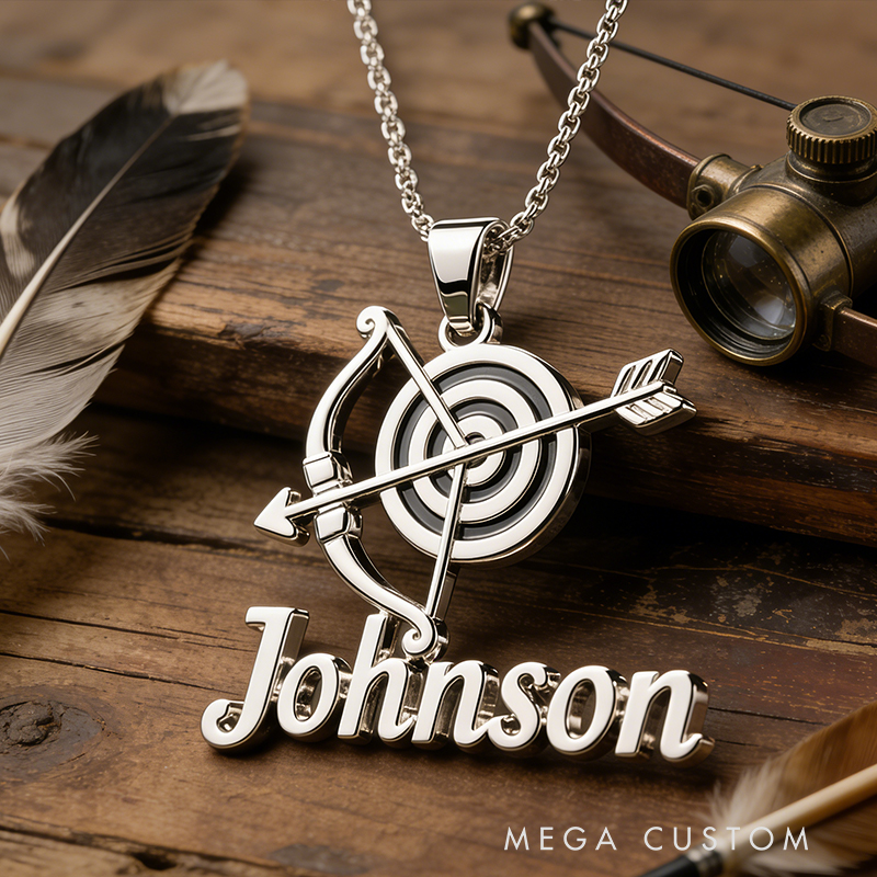 Personalized Archery Name Necklace the Perfect Gift for Archery Lovers