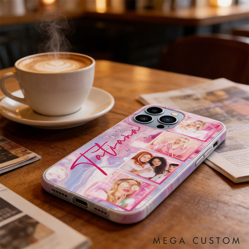 Personalized Bestie Custom Photo Colorful Style Phone Case Valentines Gift for Friendship Galentines Gift for Beaties