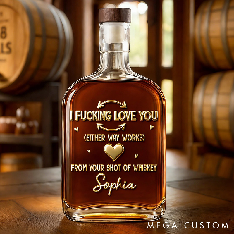 Personalized Whiskey Bottle I F***ing Love You Custom Anniversary Wedding Gifts for Husband and Wife 3D Effect Graphic Whiskey Bottle