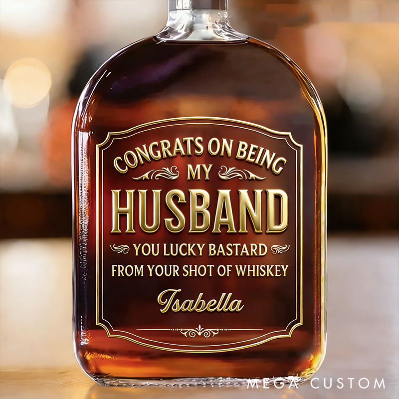 Personalized Cheers To My Amazing Husband Whiskey Bottle 3D Effect Graphic Congrats on Being My Husband Valentine's Anniversary Gift for Husband