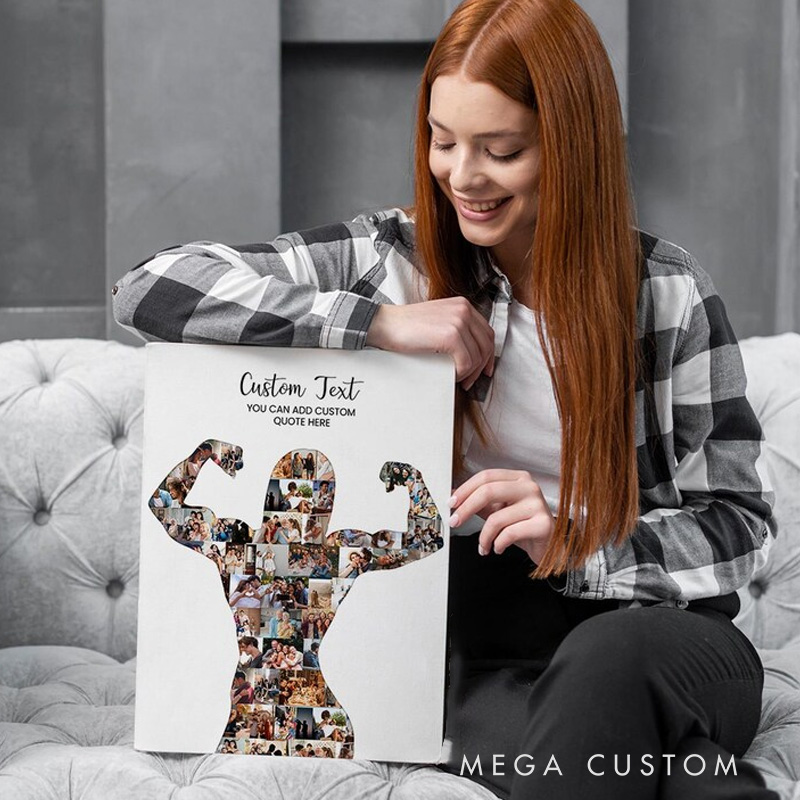 Personalized Female Body Builder Gift Woman Bodybuilder Photo Collage Bodybuilding Coach Gift for Gym Lover