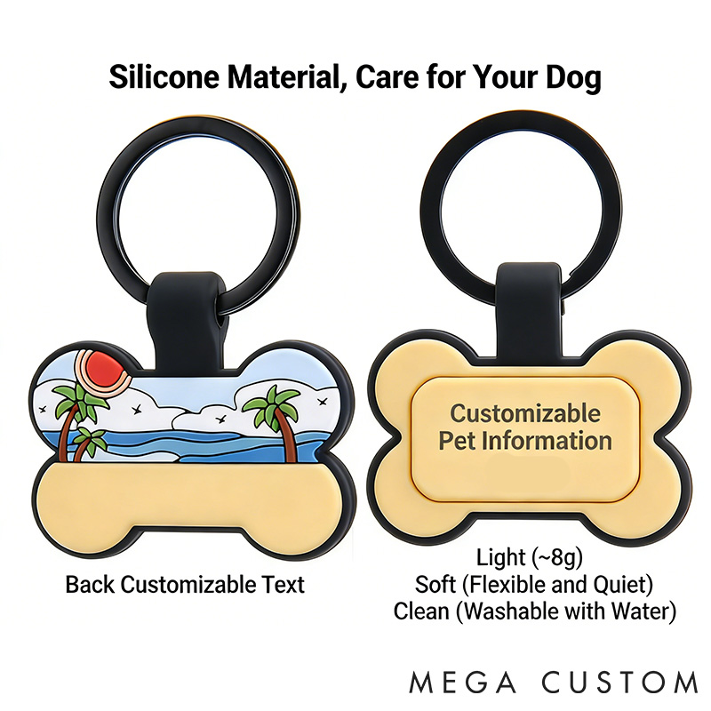 Personalized Dog Lover Silent Silicone Dog Tag Pet Tdentification Tag Gift for Dog Lovers Bone Dog Tag