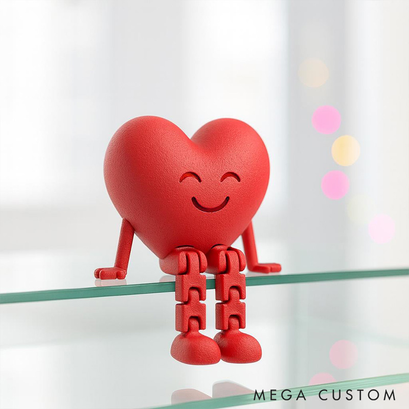 Personalized Valentine's Day Heart Decor with Dangling Legs Custom Couple 3D Printed Red Heart Table Sign with Text Valentine's Day Anniversary Gift