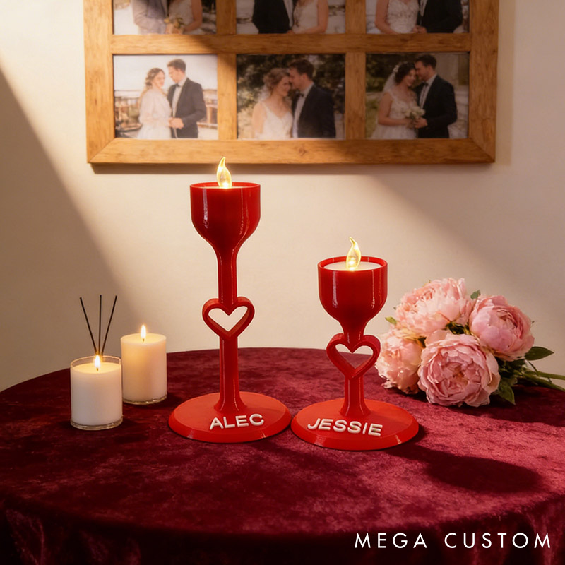 Personalized Valentine Candle Holder Custom 3D Printed Candle Holder for Couple Anniversary Wedding Gift