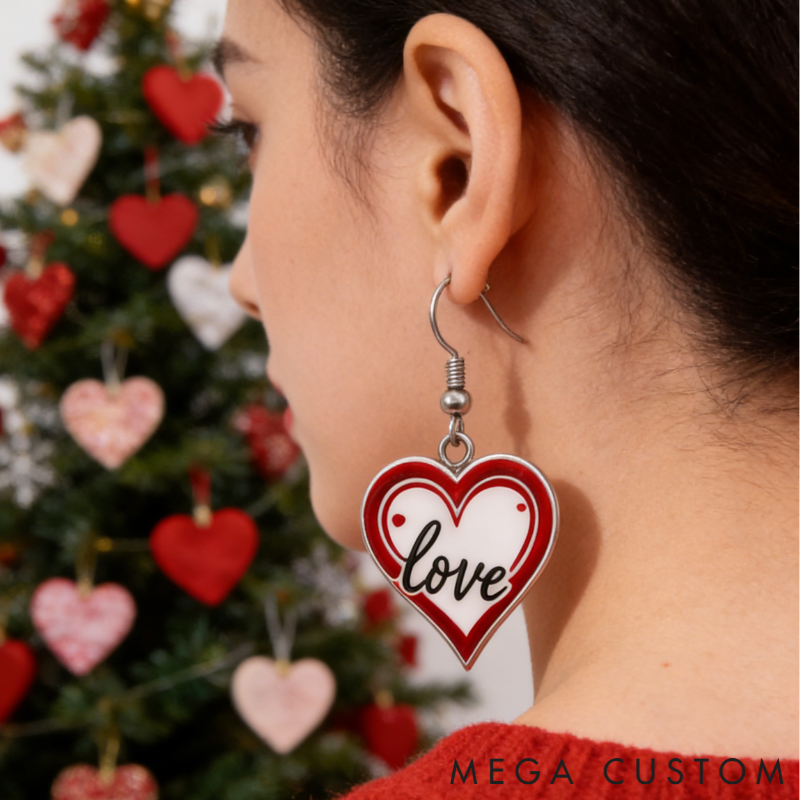 Personalized Sweetheart Love Earrings Custom Name Romantic Gift for Her
