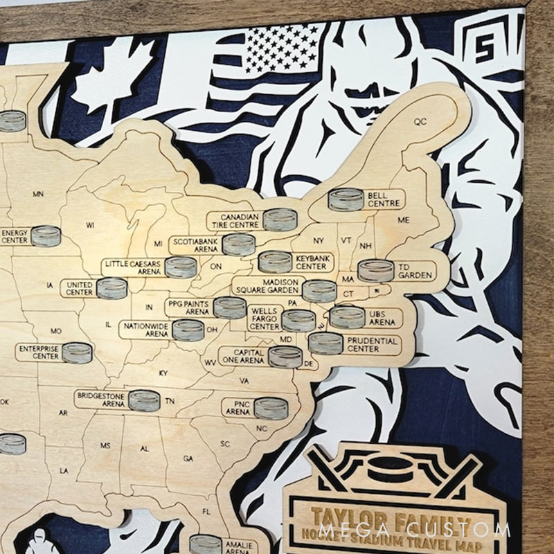 Personalized Hockey Stadium Series Sports Travel Map