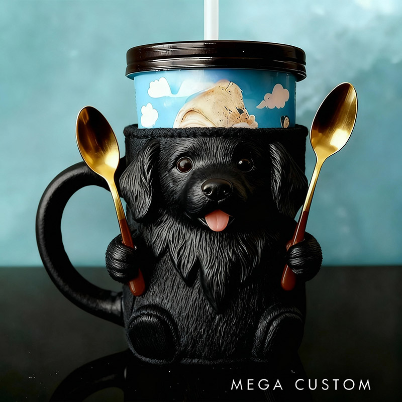 Personalized Golden Retriever Ice Cream Pint Holder 3D Printed with Spoon Slots & Snack Drawer for Pet Pet Lover For Dog Lover