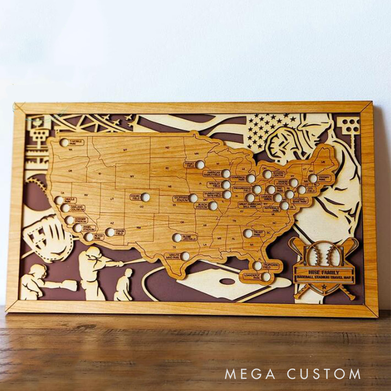 Personalized Baseball Park Tour Map