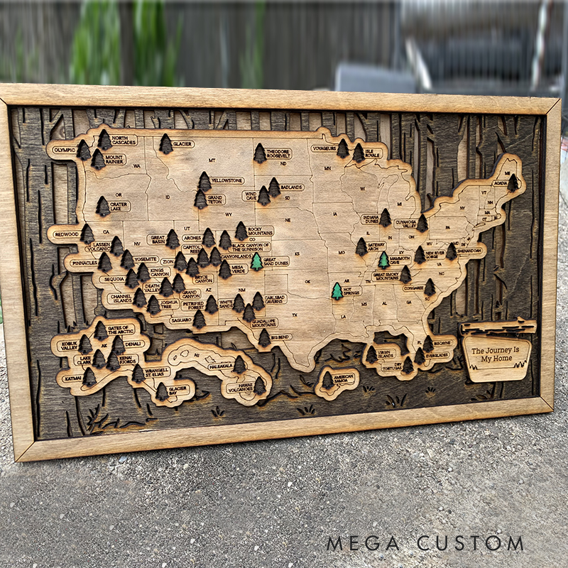 Personalized National Park Tour Map Sign