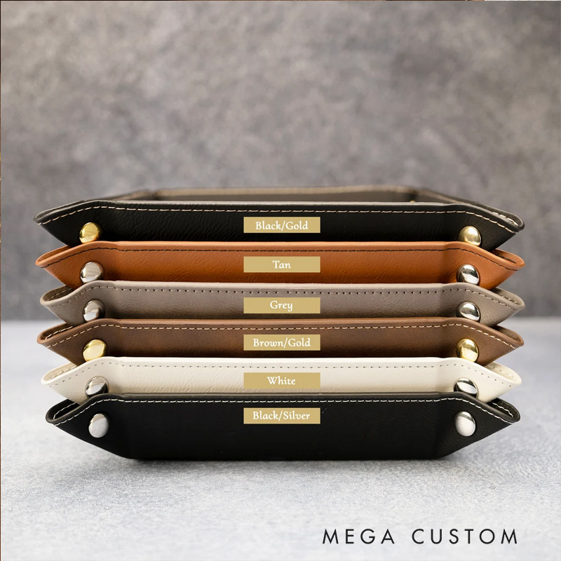 Personalized Engraved Men's Leather Valet Tray Desk Organizer Gift For Husband Boyfriend Father Valentine's Day Gift Anniversary Gift