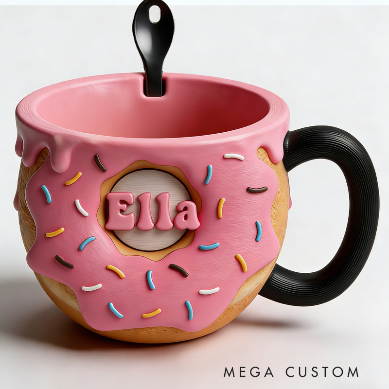 Personalized Donut Kettlebell Ice Cream Pint Holder with Spoon Slot Holder 3D Printed Cozy with Spoon Slot Fitness Inspired Cozie Gym Gift Fuzzy Texture for Gym Lover