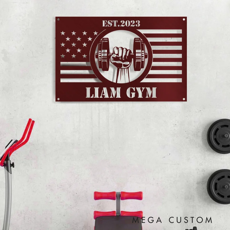 Personalized Metal Gym Sign Dumbbell Home Gym Sign Wall Decor Metal Sign for Gym Lovers