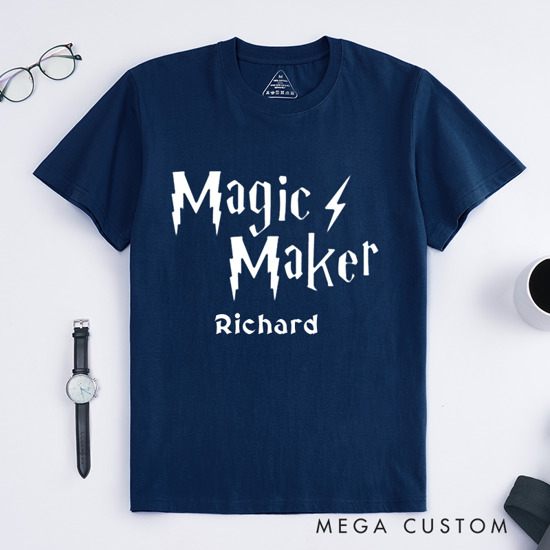 Personalized Magic Maker Classic T-Shirt Custom Name Wizard Style Gift Unique Unisex Birthday Present for Magic Lover Personalized Tee