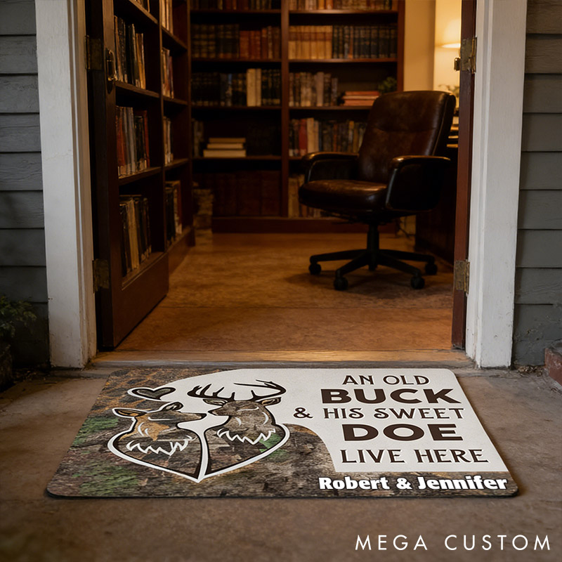 Personalized Deer Couple Doormat An Old Buck and His Sweet Doe Doormat Valentine Gift for Couple Anniversary Gift Door Mat