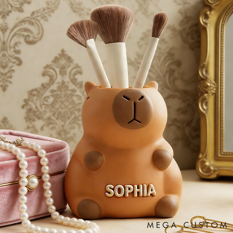 Personalized Capybara Pen Holder Cute Cartoon Capybara Organizer Funny PVC Desk Storage Office Decor Gift for Stationery or Makeup Brushes