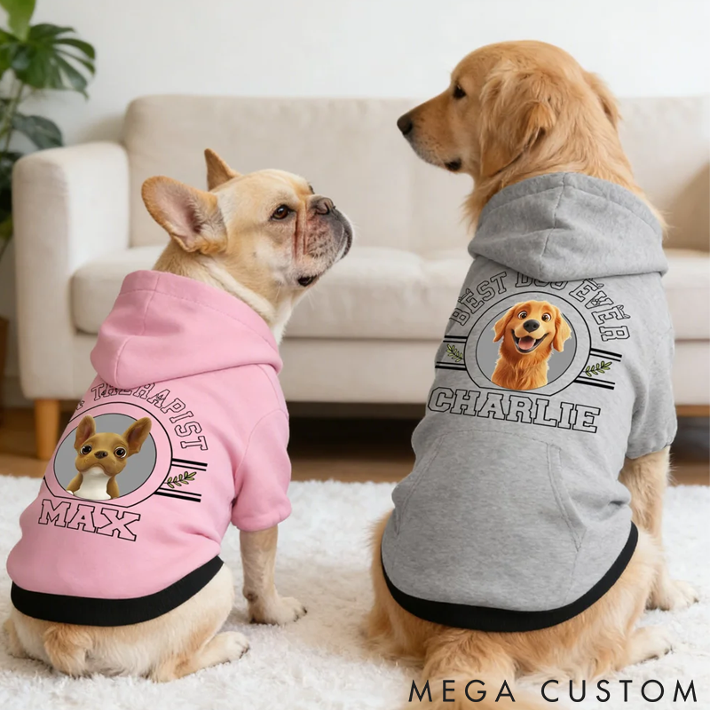 Personalized 3D Cartoon Dog Soft Warm Puppy Dog Hoodie Clothes with Name and Text Birthday Gift for Pet Lover Owner