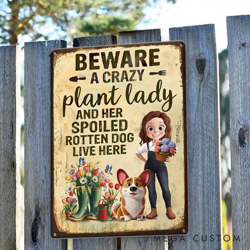 Personalized Dog Lover Custom Home Decor Metal Sign Personalized Garden Gifts for Gardeners Dog Lovers Dog Mom Home of Plant Lovers