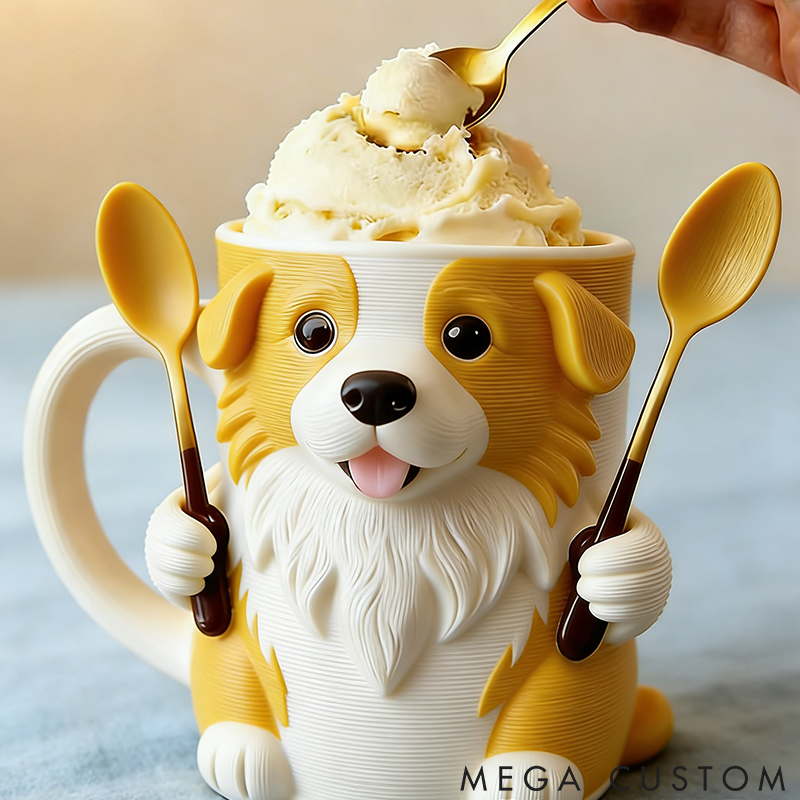 Personalized Dog Lover Border Collie Ice Cream Pint Holder 3D Printed with Spoon Slots & Snack Drawer for Pet Pet Lover for Dog Lover