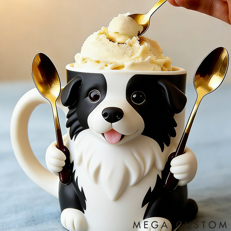 Personalized Dog Lover Border Collie Ice Cream Pint Holder 3D Printed with Spoon Slots & Snack Drawer for Pet Pet Lover for Dog Lover