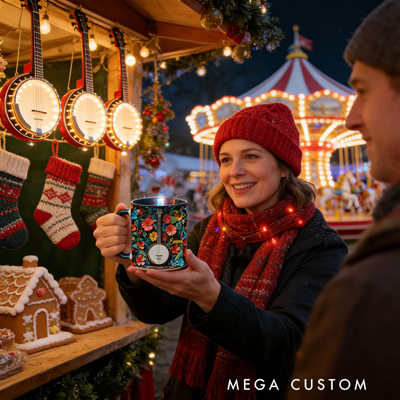 Personalized Banjo Mug Custom Name Gift for Her Music Lover Banjo Lover Present for Mother Wife Daugther Girlfriend