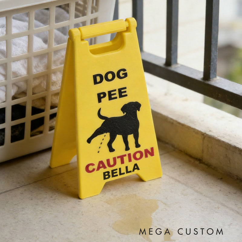 Personalized Mini Dog Pee Wet Floor Sign Gag Gift 3D Printed 5 inch or 7 inch Tall