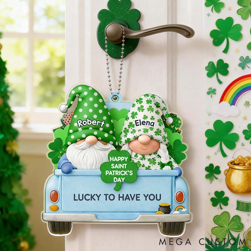 Personalized Gnome Couple Riding in a Car Acrylic Ornament Custom Independence Day Ornament St. Patrick’s Day Ornament Valentines Day Gift for Him Her