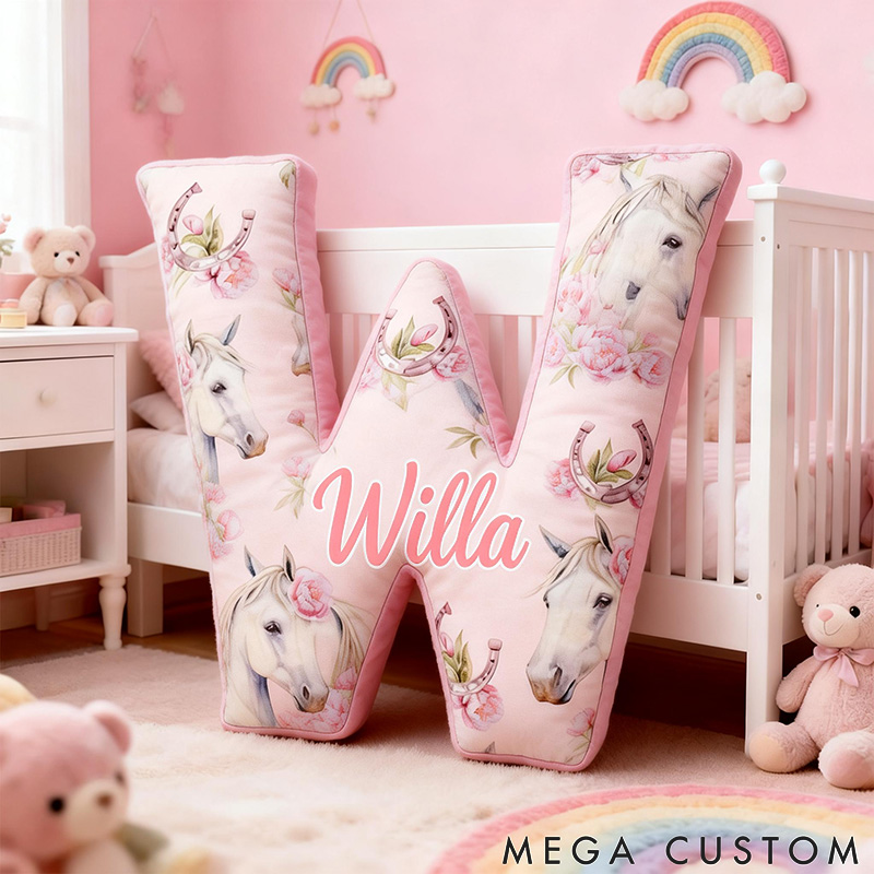 Personalized Pet Lover Funny White Watercolor Horse with Peonies Graphic 3D Print Pillow