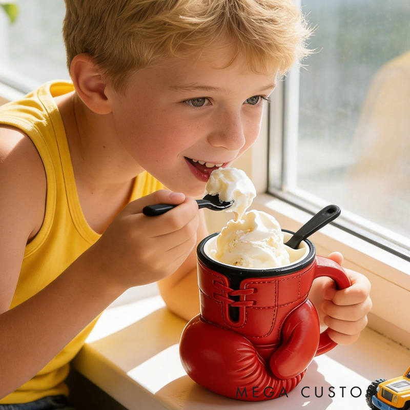 Personalized Boxing Glove Ice Cream Pint Holder with Spoon Slot Holder 3D Printed Cozy with Spoon Slot Fitness Inspired Cozie Gym Gift Fuzzy Texture for Gym Lover