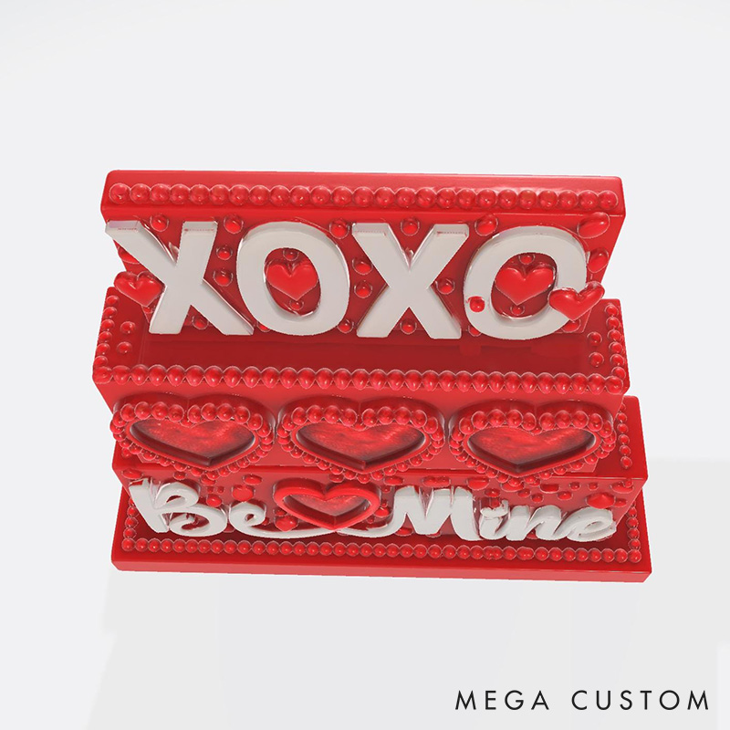 Personalized Valentine's Day XOXO Be Mine Photo Frame Custom Couple 3D Printed Red Photo Frame with Text Valentine's Day Anniversary Gift for Him Her