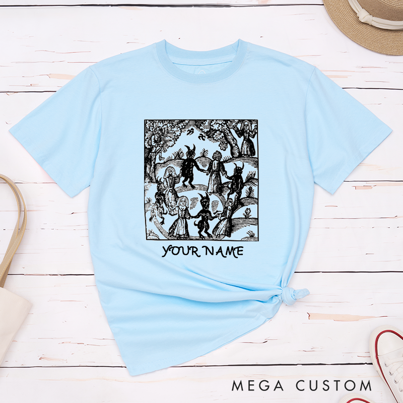 Personalized Classic T-Shirts Witchcraft Pagan Vintage Art Custom Occult Gift Unisex Tee Gothic Witchy Apparel Unique Present for Halloween