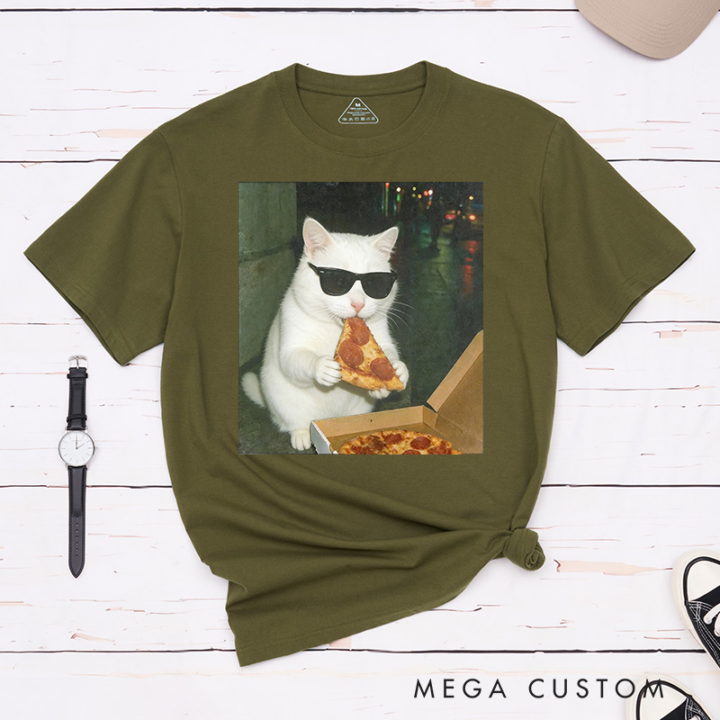 Personalized Pet Lover Funny Pet Eating Pizza Shirt Pet Meme Graphic Tee T-Shirt