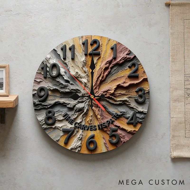 Personalized Man Woman Time Carves Its Path Wall Clock Custom Resembling Geological Layer 3D Effect Clock Anniversary Valentine's Day Gift for Him Her