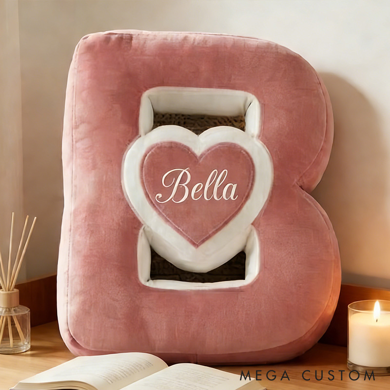 Personalized Heart Letter Pillow with Name Custom Throw Pillow for Her 