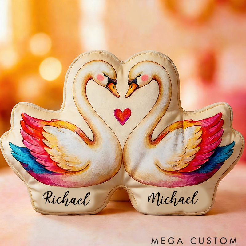 Personalized Couple Goose Pillow with Name Custom Throw Pillow for Her Valentine's Day Gift for Her Him