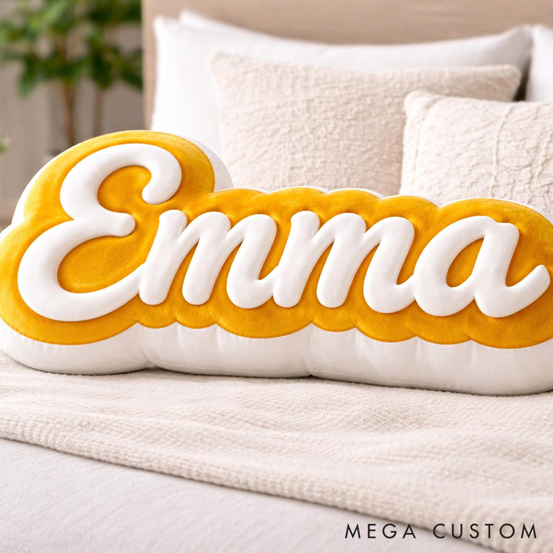 Personalized Cloud Name Pillow Custom Valentines Gift for Wife Girlfriend Stylish Cozy Decor 3D Effect 2D Flat Pillow