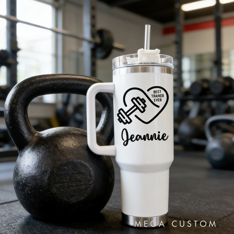 Personalized Fitness Tumbler Best Trainer Ever Exercise Group Fitness Instructor Gift for Gym Lovers