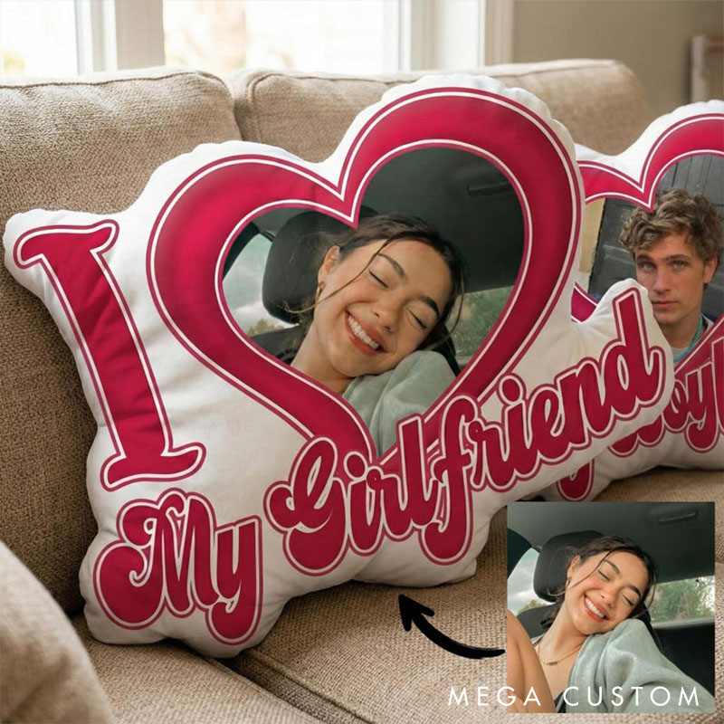 Personalized  I Love My Boyfriend Girlfriend Photo Pillow Custom Couple Valentine's Gift for Him Her Photo Pillow for Couple