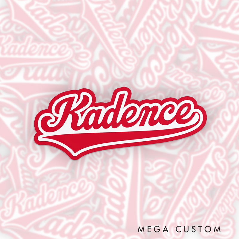  Personalized Custom Name Sticker with Sleek Baseball-Themed Style  