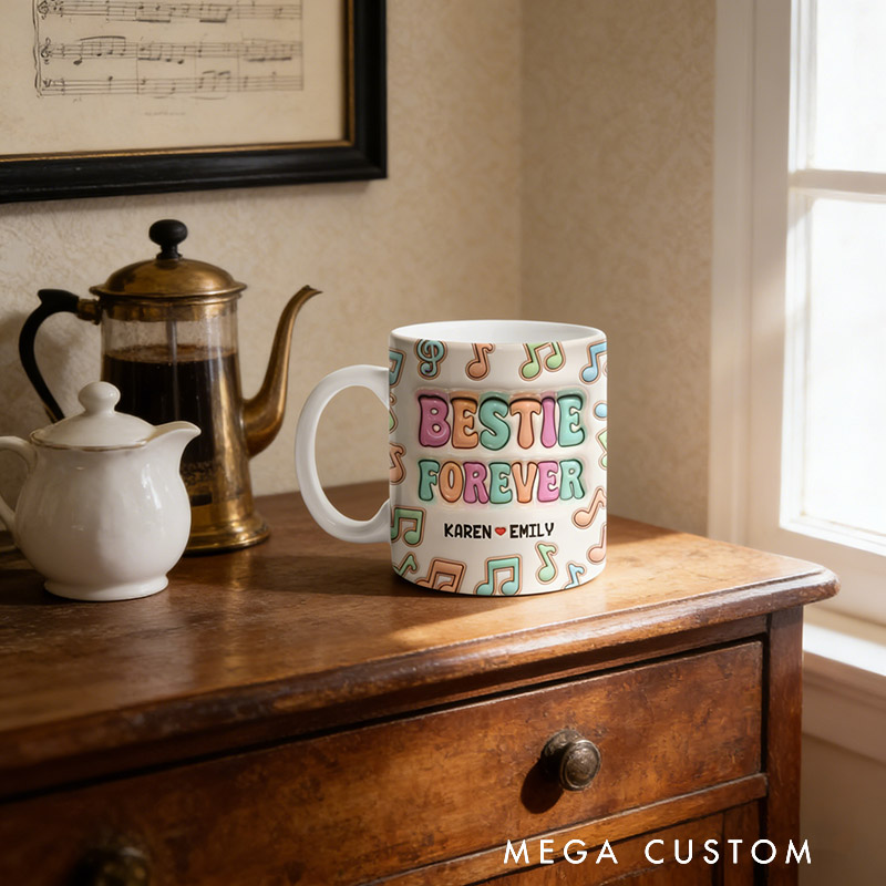 Personalized Mugs for Besties and Sisters Customizable Icons and Names Perfect Gift for Closest Friends Besties Sisters Music Lovers for Birthday Holiday