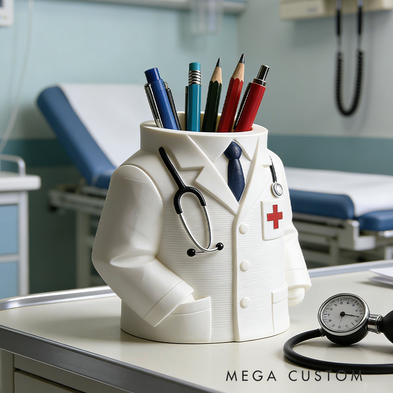 Doctor Coat 3D Printed Pen Holder - Medical-Themed Stationery Organizer