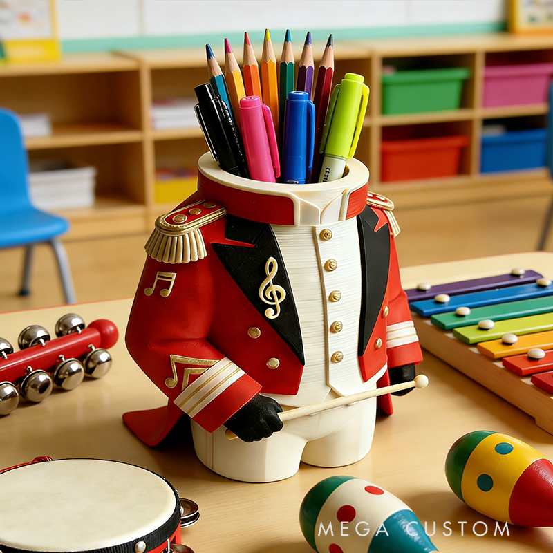 Marching Band Uniform 3D Printed Pen Holder - Music-Themed Desk Organizer