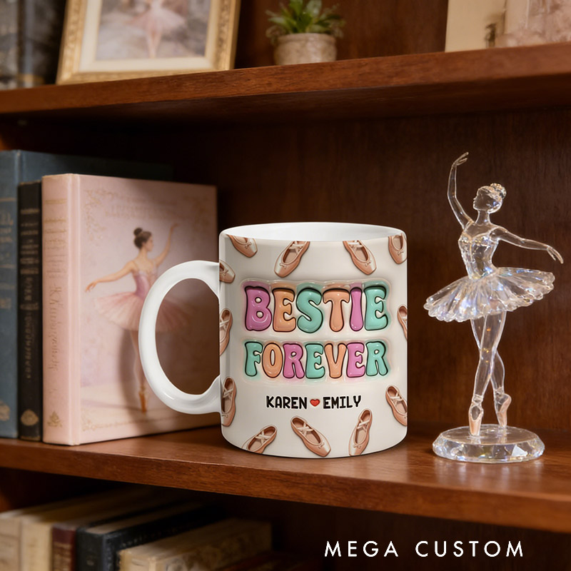 Personalized Mugs for Besties and Sisters Customizable Icons and Names Perfect Gift for Closest Friends Besties Sisters Ballet Dancer for Birthday Holiday