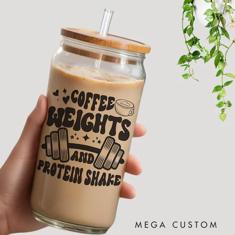 Personalized Gym Water Glasses Gym Lover Cup Beer Can Glass with lid straw Workout Iced Coffee Gift for Gym Girl