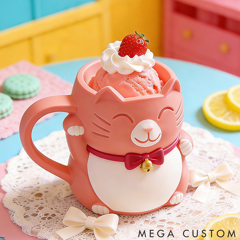 Personalized Cat Lover Bell Buddy Ice Cream Pint Holder 3D Printed with Spoon Slots & Snack Drawer for Cat Lover